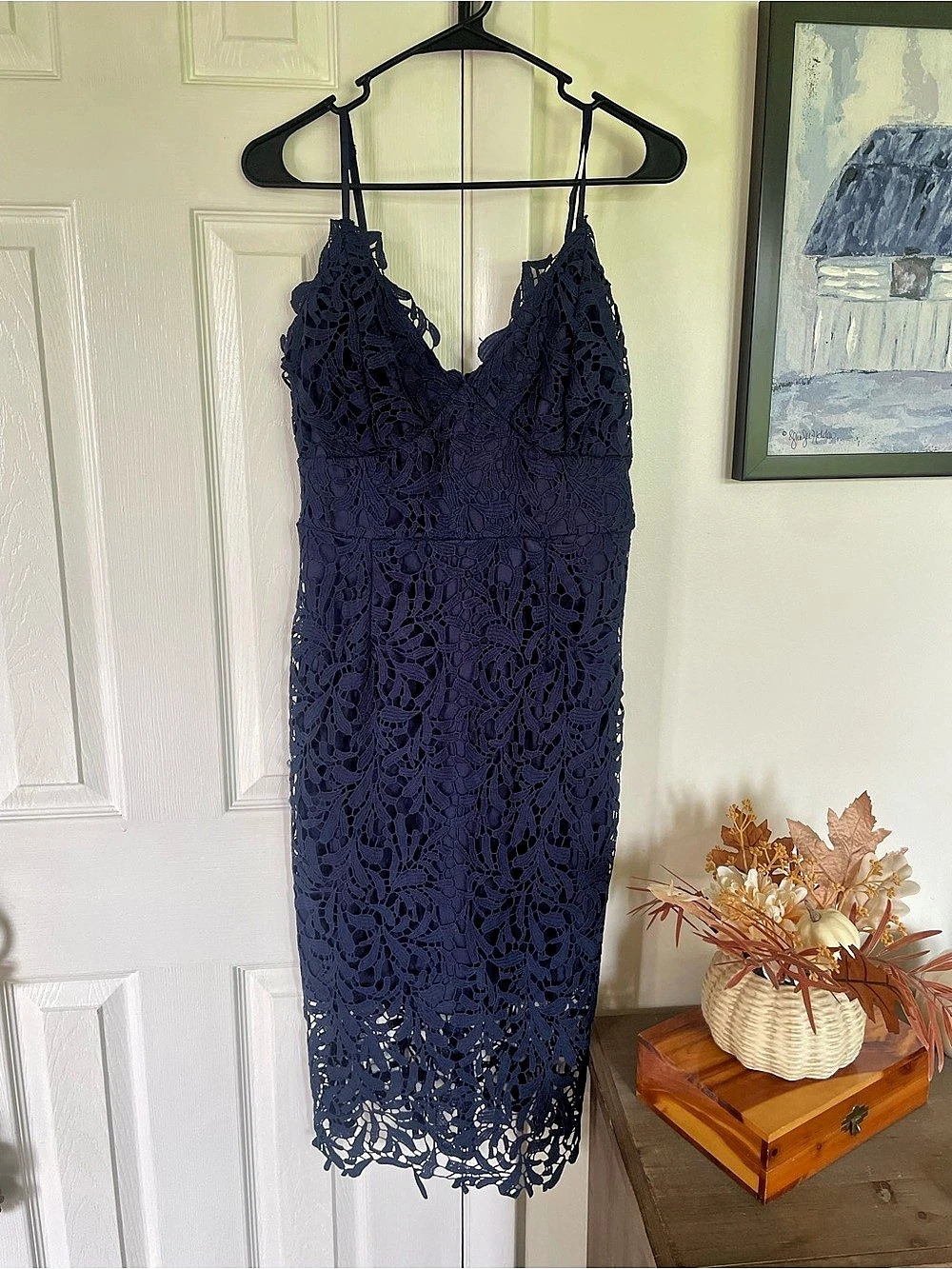 Quiz Lace Midi Dress in Blue Size 6 Like New